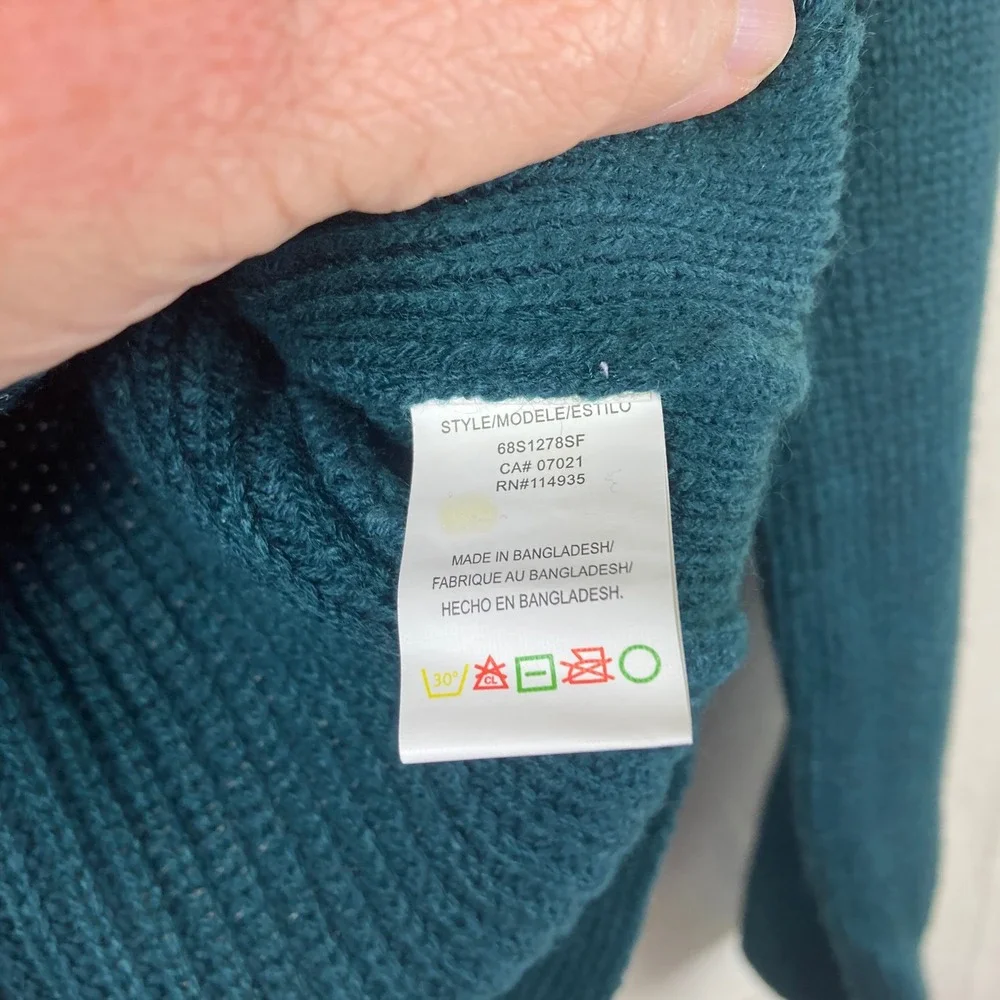 NWT‎ RD Style Pullover Sweater Womens S Teal Green V-Neck Ribbed Preppy Casual